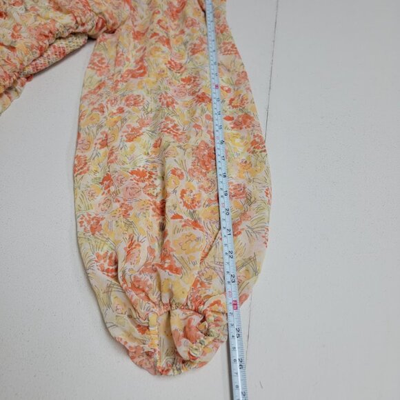 Free People Mabel Blouse Size Sm Floral Sheer Long Sleeve Coquette Boho Festival - Picture 8 of 12